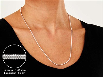 Schlangenkette Rund 1,6 Mm, 55 Cm, Silber 925 - Standard Bild - 3