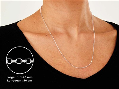 Jaseron-gliederkette, Diamantiert 1,4 Mm, 50 Cm, Silber 925 - Standard Bild - 3