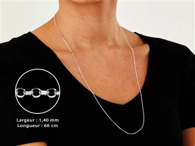 Jaseron-kette, Diamantiert, 1,4 Mm,66 Cm, Silber 925 - Standard Bild - 3