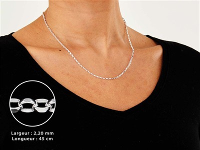 Jaseron-kette, Diamantgeschnitten, 2,2 Mm, 45 Cm, Silber 925 - Standard Bild - 3