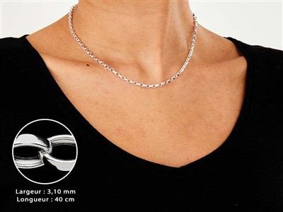 Jaseron-kette Diamantiert 3,1 Mm, 40 Cm, Silber 925 - Standard Bild - 3