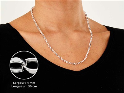 Jaseron-kette Mit 4 MM Diamantierung, 50 Cm, Silber 925 - Standard Bild - 3