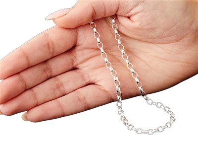 Jaseron-kette Mit 4 MM Diamantierung, 50 Cm, Silber 925 - Standard Bild - 5
