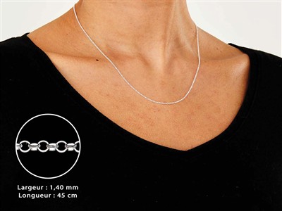 Kette Mit Jaseron-kettenglied 1,4 Mm, 45 Cm, 925er Silber - Standard Bild - 3