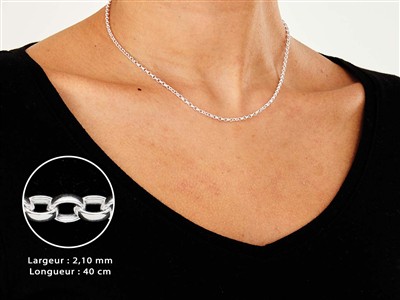 Jaseron-maschenkette 2,1 Mm, 40 Cm,silber 925 - Standard Bild - 3