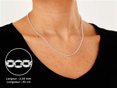 Jaseron-maschenkette 2,5 Mm, 45 Cm,silber 925 - Standard Bild - 3