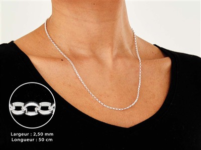 Jaseron-maschenkette 2,5 Mm, 50 Cm,silber 925 - Standard Bild - 3