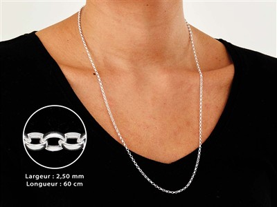 Jaseron-maschenkette 2,5 Mm, 60 Cm,silber 925 - Standard Bild - 3