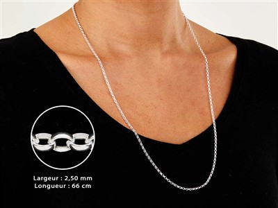 Jaseron-maschenkette 2,5 Mm, 66 Cm,925er Silber - Standard Bild - 3