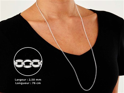 Jaseron-maschenkette 2,5 Mm, 76 Cm,925er Silber - Standard Bild - 3