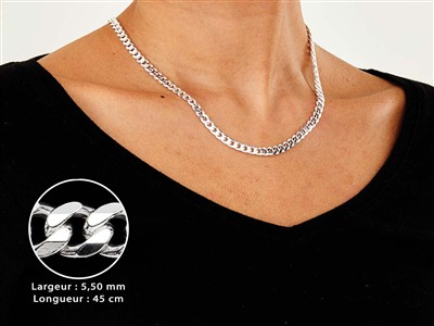 Diamantierte Panzerkette 5,5 Mm, 45cm, Silber 925 - Standard Bild - 3