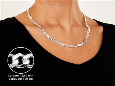 Diamantierte Gourmetkette 5,5 Mm, 50 Cm, Silber 925 - Standard Bild - 3