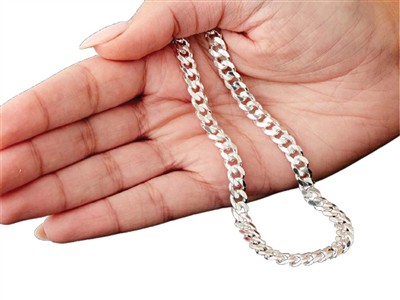 Diamantierte Gourmetkette 6,6 Mm, 45 Cm, Silber 925 - Standard Bild - 5