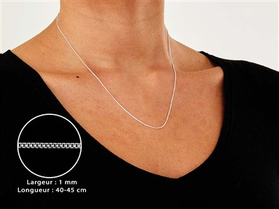 Panzerkette Diamantiert 1mm, 40-45 Cm, Silber 925 Ohne Punzierung - Standard Bild - 3