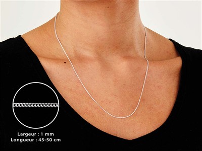 Gourmetkette Diamantierte 1mm, 45-50 Cm, Silber 925 Ohne Punzierung - Standard Bild - 3