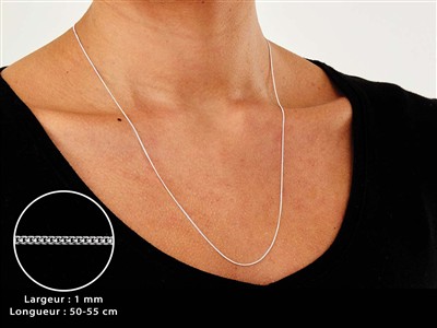 Gourmetkette Diamantierte 1mm, 50-55 Cm, Silber 925 Ohne Punzierung - Standard Bild - 3
