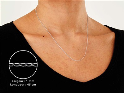 1mm Panzerkette Mit Diamant, 45 Cm,silber 925 - Standard Bild - 3