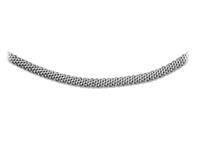 Gitter-halskette 8 Mm, Verschluss Mit Zirkoniumoxiden, 42 Cm, Rhodiniertes 925er Silber