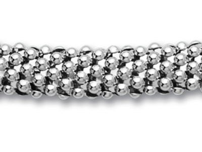 Gitter-halskette 8 Mm, Verschluss Mit Zirkoniumoxiden, 42 Cm, Rhodiniertes 925er Silber - Standard Bild - 2