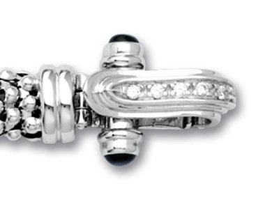 Gitter-halskette 8 Mm, Verschluss Mit Zirkoniumoxiden, 42 Cm, Rhodiniertes 925er Silber - Standard Bild - 3