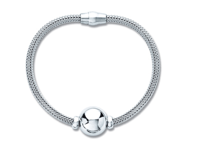 Armband Aus Palmwebgeflecht Mit Kugelmotiv, 19 Cm, 925er Silber, Rhodiniert - Standard Bild - 1