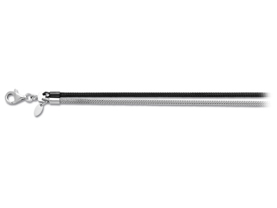 Doppelreihiges Panzerkette-armband,19 Cm, 925er Silber, Rhodiniert/sc Hwarz Rhodiniert - Standard Bild - 1