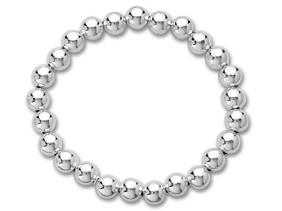 Elastisches Armband Perlen 8 Mm, Silber 925