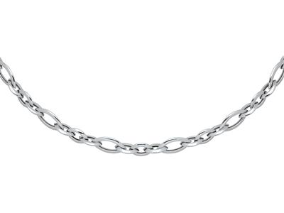 Halskette Aus Alternierendem Mandelgeflecht 12/14 Mm, 45 Cm, 925er Silber, Rhodiniert - Standard Bild - 1