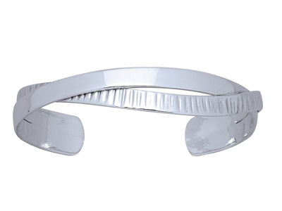 Armband Offener Armreif, Einfarbigesgehämmertes Band 12 Mm, 60 Mm, 925er Silber, Rhodiniert