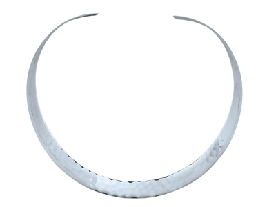 Offenes, Gewolbtes, Gehämmertes Collier Rigide 12 Mm, 40 Cm, 925er Silber, Rhodiniert - Standard Bild - 1