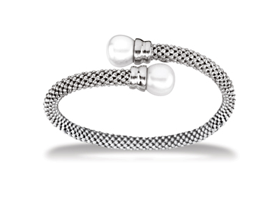 Armband Pop Corn 5 MM Mit Perlen, 60 X 50 Mm, 925er Silber Rhodiniert