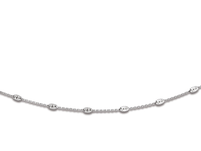 Halskette Ketten Und Ziselierte Oliven 3 Mm, 42 Cm, 925er Silber, Rhodiniert