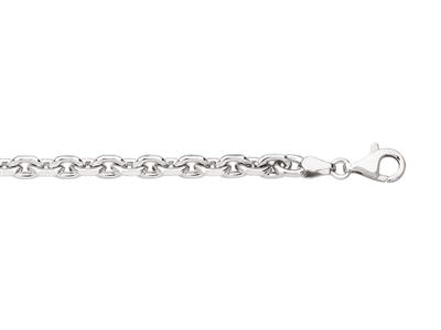 Armband Aus Forçat-maschen Mit 6 MM Diamant, 21 Cm, 925er Silber, Rhodiniert