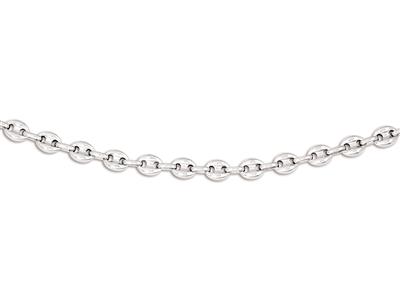 Halskette Mit Hohlen Kaffeebohnen-glieder 5 Mm, 45 Cm, 925er Silber, Rhodiniert - Standard Bild - 1