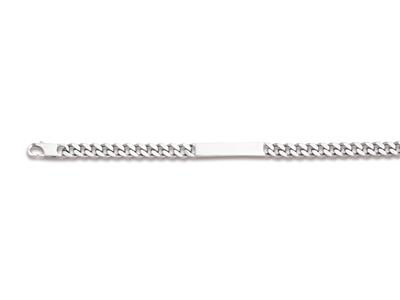 Identitätsarmband Vierseitig Gefeilte Gourmette-kette 6,75 Mm, 20 Cm, 925er Silber, Rhodiniert
