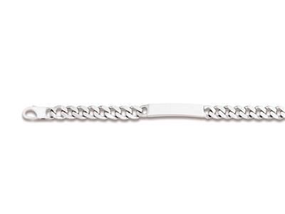 Identitätsarmband, Gourmette-kette,4-seitig Gefeilt, 8,6 Mm, 22 Cm, 9 25er Silber, Rhodiniert