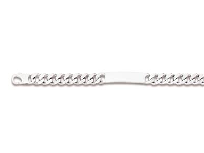 Identitätsarmband, Gourmette-kette,4-seitig Gefeilt, 9,8 Mm, 22 Cm, 9 25er Silber, Rhodiniert