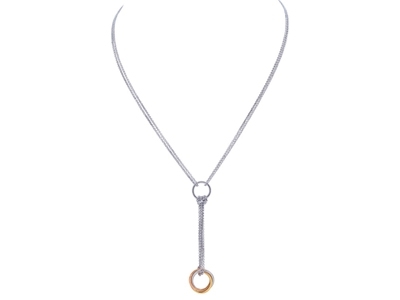 Halskette y Kreisanhängerkette 15 MM Rosagelb Beschichtet, 42-45 Cm, 925er Silber, Rhodiniert