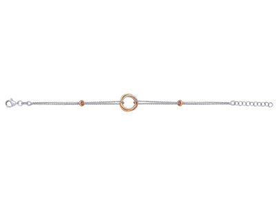 Kettenarmband Mit Kreis 15 MM Rosé-gelbplattiert, 18-21 Cm, 925er Silber, Rhodiniert