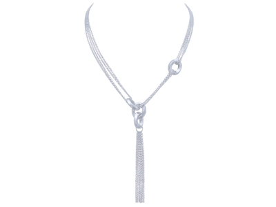 Halskette y Mit Mehreren Ketten Und Ringmotiven, 41-44 Cm, Silber 925