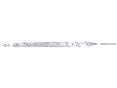 Multi-ketten-armband Mit Würfelmuster, 18-21 Cm, Silber 925 Rh