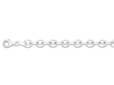 Armband Aus Hohler Kaffeebohnenkette 7 Mm, 21 Cm, 925er Silber, Rhodiniert - Standard Bild - 1
