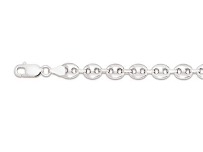 Armband Aus Hohler Kaffeebohnenkette 7,8 Mm, 21 Cm, 925er Silber, Rhodiniert - Standard Bild - 1