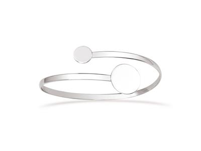 Armband Jonc Ouvert Pastilles, Durchmesser 56 Mm, Silber 925 Rhodiniert