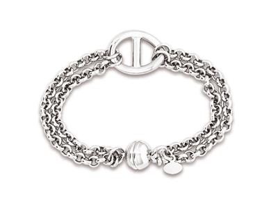 Jaseron-mesh-armband Mit Meeresmotiv 16 Mm, 19 Cm, 925er Silber, Rhodiniert