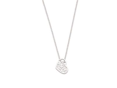 Halskette Durchbrochene Herzen 14 X10 Mm, 41-44 Cm, 925er Silber, Rho Diniert