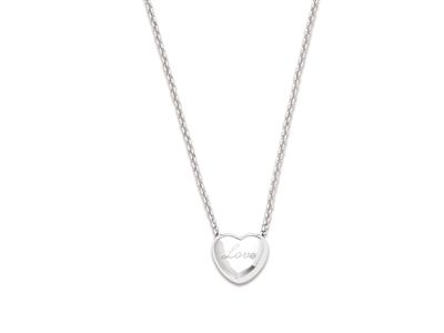 Love Gewolbte Herz Halskette, 42+3 Cm, 925er Silber, Rhodiniert - Standard Bild - 1