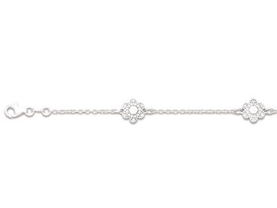 Armband Mit 3 Blumenmotiven Und Zirkonia, 18+2 Cm, 925er Silber, Rhodiniert - Standard Bild - 1