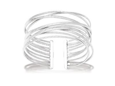 Armband Offener Armreif Mehrfädig Gekreuzt 25 Mm, Durchmesser 60 Mm, 925er Silber, Rhodiniert - Standard Bild - 1