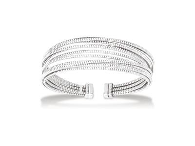 Offenes, Gerades, Mehrfädiges Armband 20 Mm, 58 X 48 Mm, 925er Silber, Rhodiniert - Standard Bild - 1